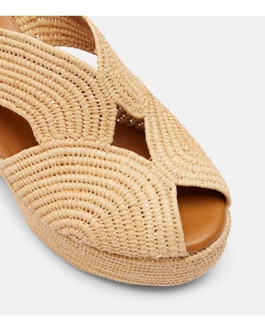 Robert Clergerie Metallic Plateausandalen Dolce Aus Raffiabast
