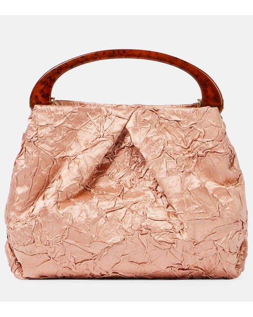 Dries Van Noten Pink Crisp Mini Crushed Plisse Tote Bag