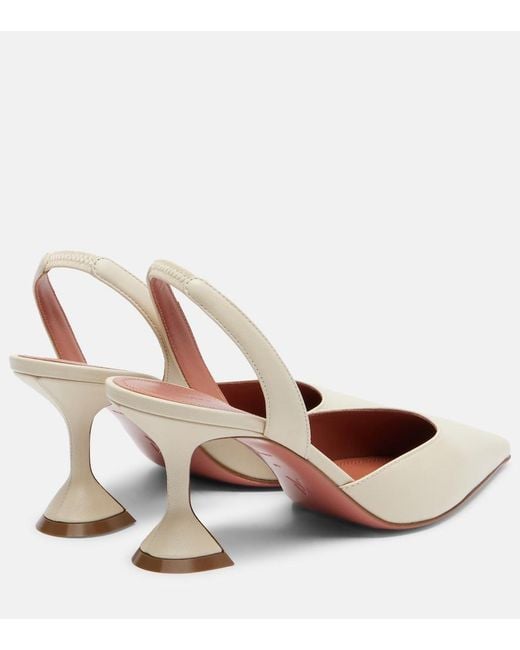 AMINA MUADDI Brown Holli 70 Leather Slingback Pumps
