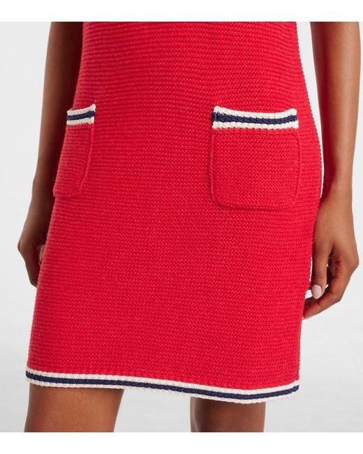 Valentino Red Cotton And Wool Minidress