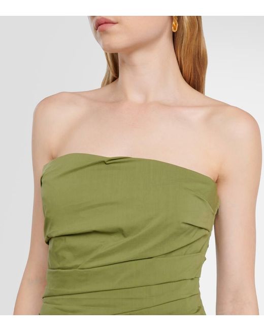 Jonathan Simkhai Green Emerson Ruched Cotton-Blend Tube Top
