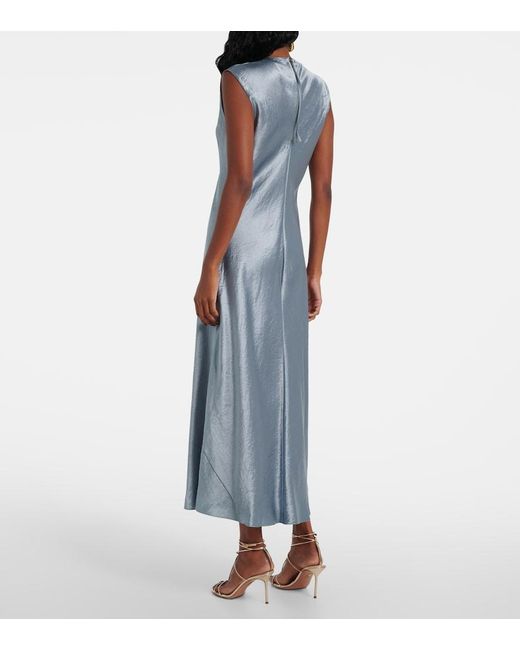 Vince Blue Midikleid Aus Satin