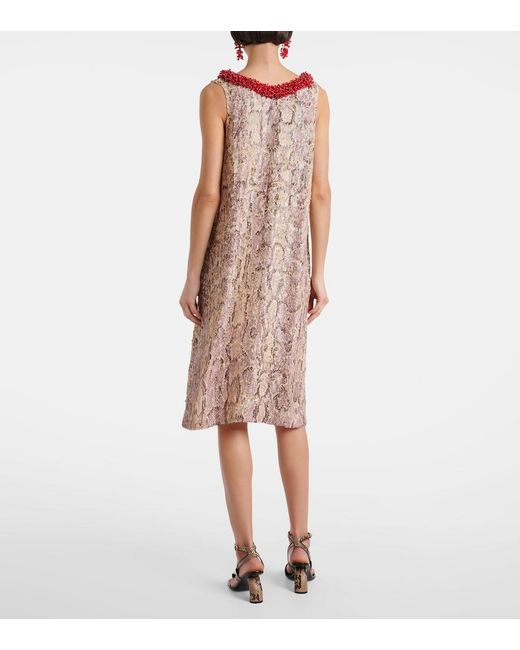 Dries Van Noten Purple Sequined Printed Midi Dress