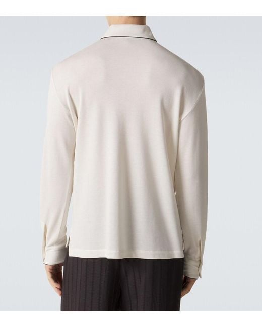 Tom Ford White Silk And Cotton Pique Polo Shirt for men