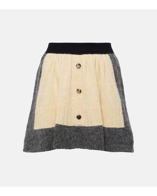 Loewe Natural Buttoned Knitted Wool Mini Skirt