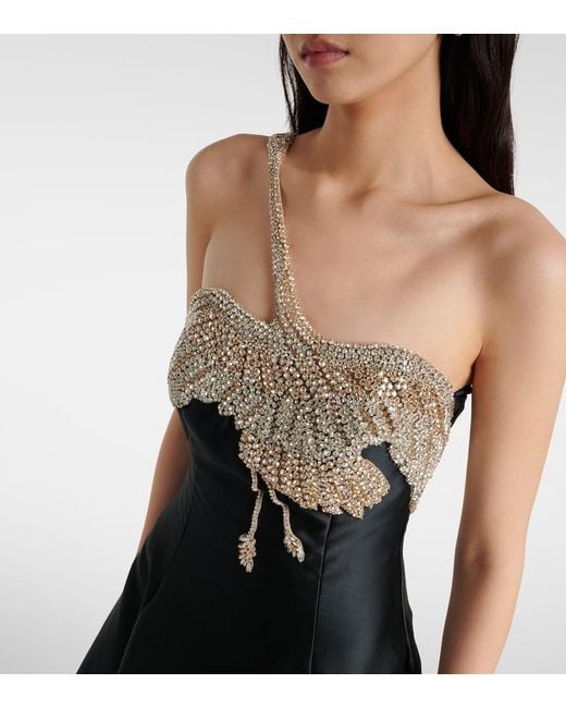 Costarellos Black Venezia Embellished Gown