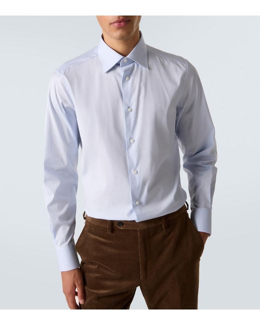 Zegna Blue Cotton-Blend Shirt for men