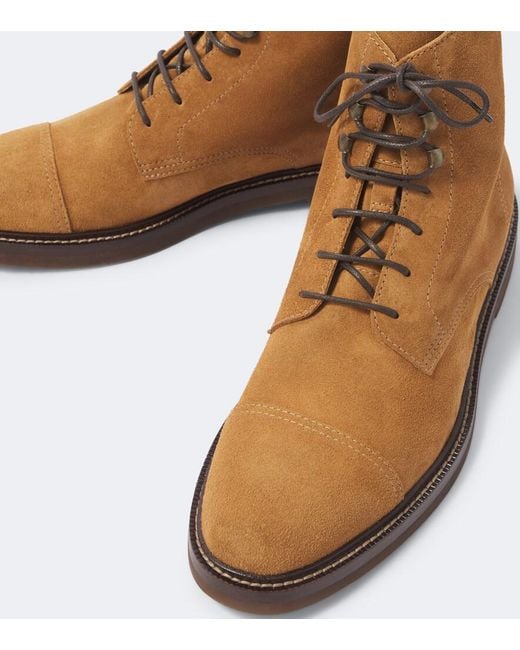 Brunello Cucinelli Brown Suede Lace-Up Boots for men