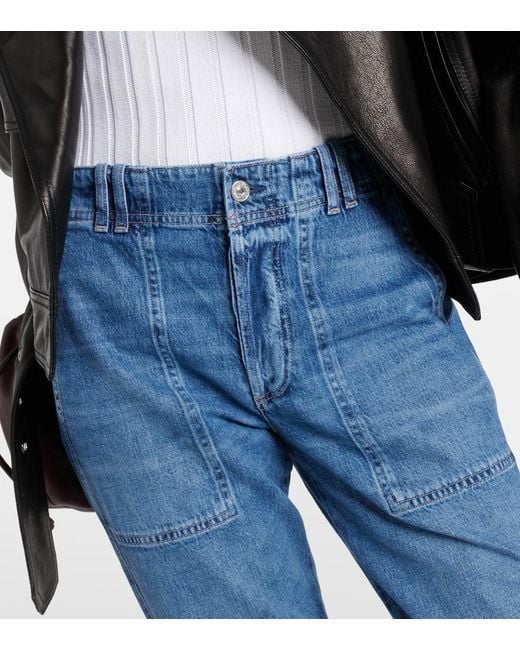 Citizens of Humanity Blue Agni Mid-Rise Twill Tapered Pants