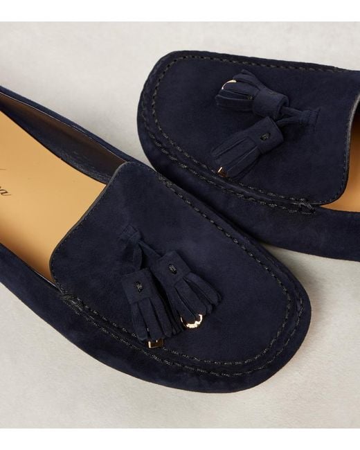 Loro Piana Blue Dot Sole Walk Suede Driving Shoes