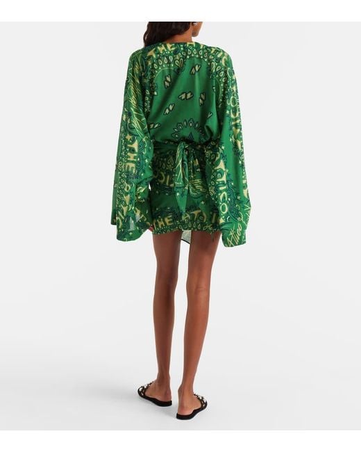 Vestido Corto Bandana De Muselina De Algodon The Attico de color Green