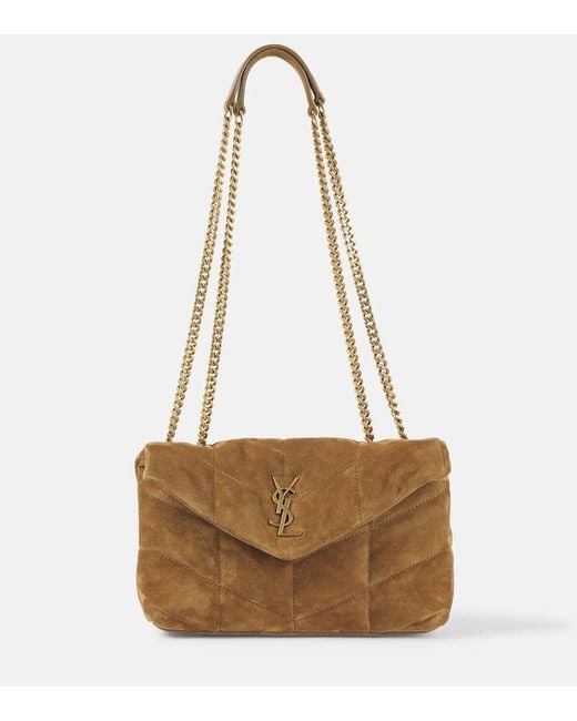 Saint Laurent Natural Schultertasche Loulou Toy Aus Veloursleder