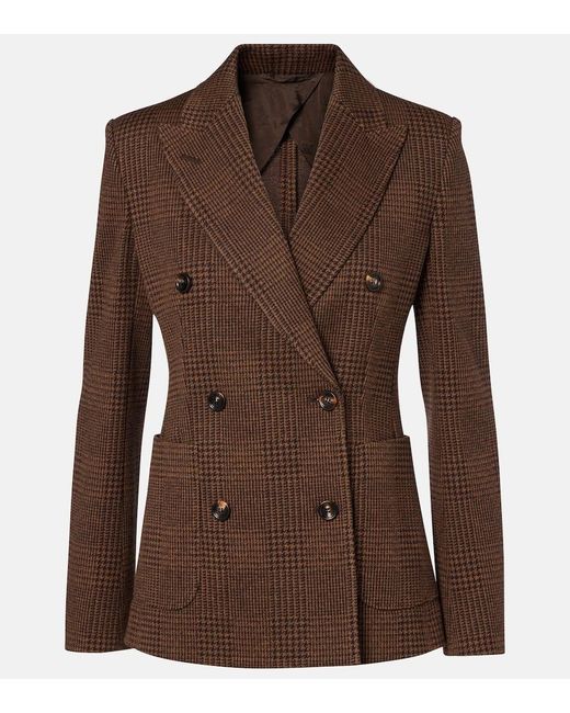 Max Mara Brown Zulma Plaid Cotton And Wool-Blend Blazer