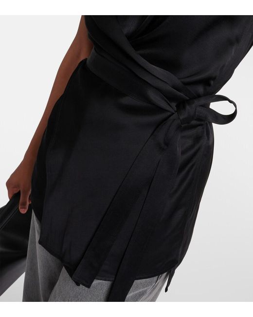 Totême Black Asymmetric Satin Top