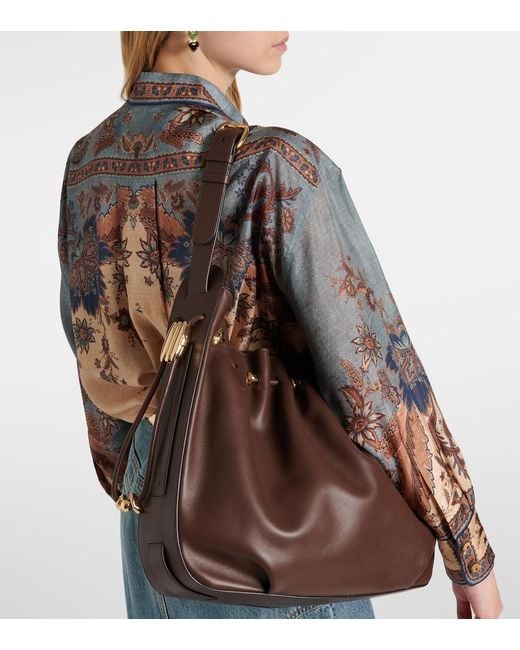 Zimmermann Brown Halcyon Large Leather Bucket Bag