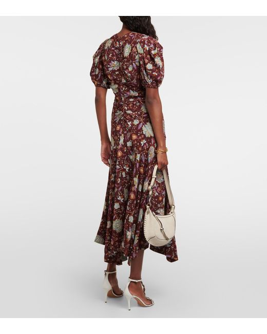 Ulla Johnson Heleen Floral Silk Midi Dress in Purple | Lyst