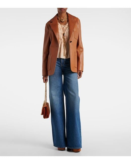 Jeans Flared A Vita Alta di Chloé in Blue
