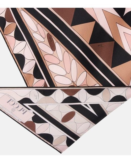 Emilio Pucci Brown Manuba Silk Twill Scarf