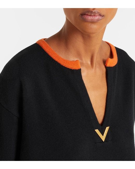 Valentino Black Vgold Virgin Wool Sweater