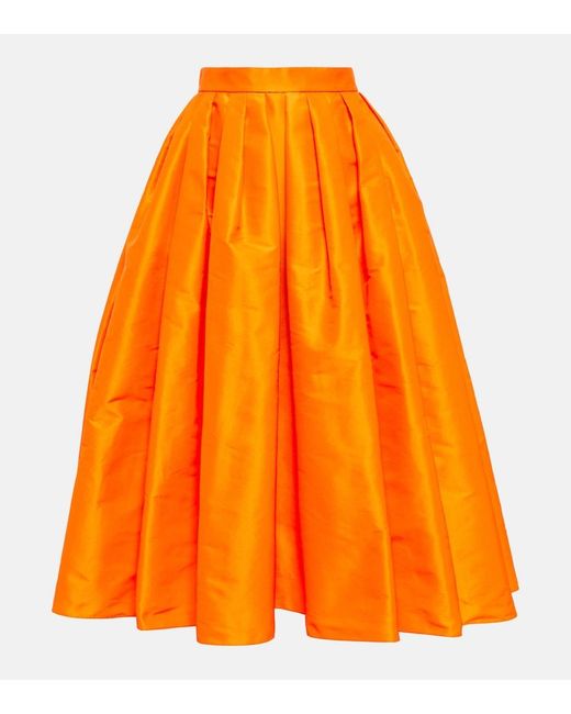 Alexander McQueen Orange High-rise Faille Midi Skirt
