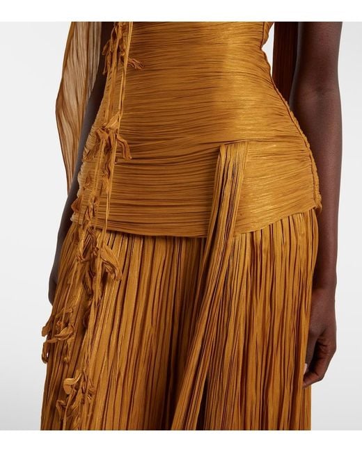 Marmar Halim Metallic Peplum Ruched Gown