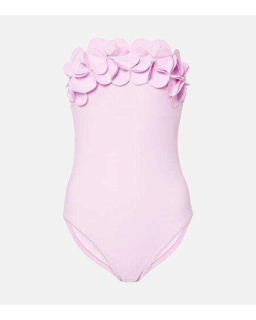 Karla Colletto Pink Floral Bandeau Swimsuit