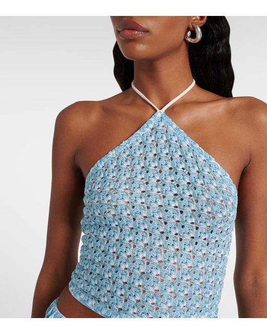 Missoni Blue Crochet Halterneck Top