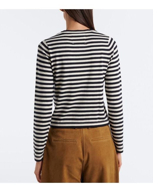 Extreme Cashmere Black N°451 Lisa Striped Cotton And Cashmere Top