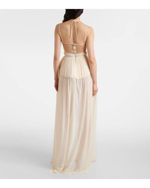 David Koma White Cutout Pleated Gown