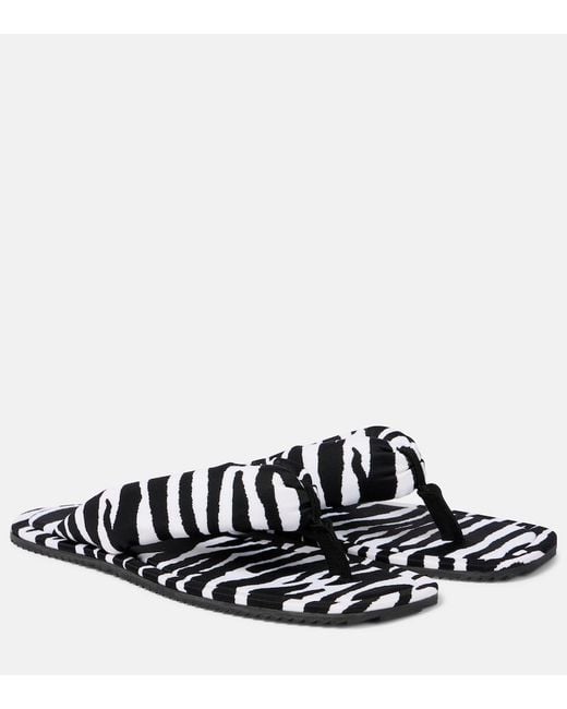 The Attico Black Indie Zebra-Print Thong Sandals