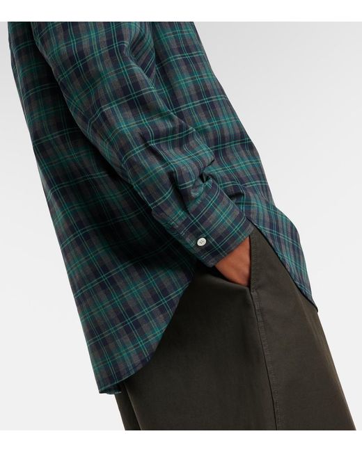 Rohe Green Checked Oversized Wool-Blend Shirt