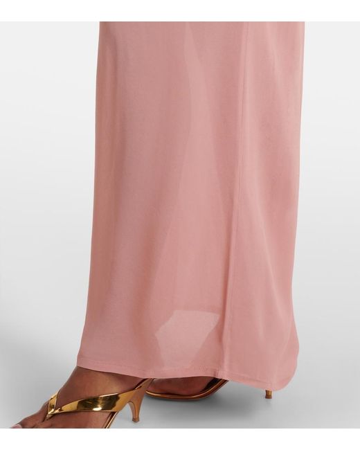 Adriana Degreas Pink Ruffled Maxi Skirt