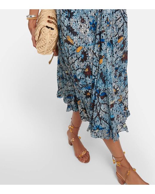 Abito Midi Thelma Con Stampa di Ulla Johnson in Blue