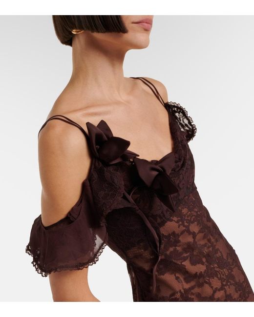 Self-Portrait Purple Off-Shoulder Lace Gown
