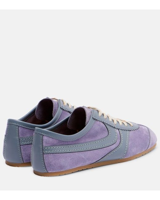 Dries Van Noten Blue Sneakers Aus Veloursleder Mit Leder