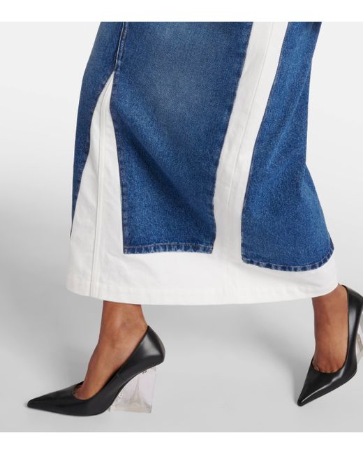 Jean Paul Gaultier Blue Denim And Cotton Maxi Skirt