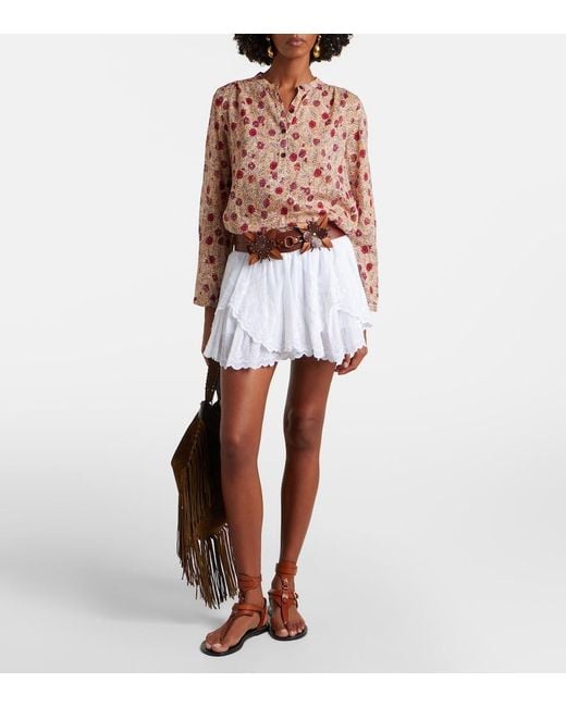 Isabel Marant White Layale Ruffled Cotton Shorts