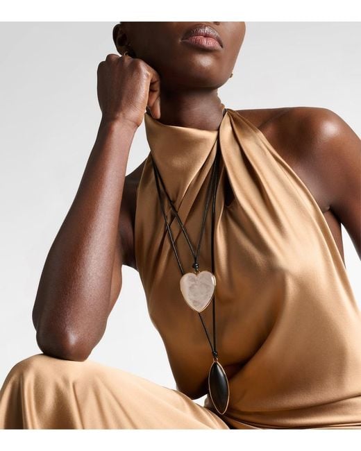 Jennifer Fisher Metallic 14Kt-Plated And Leather Necklace With Quartz