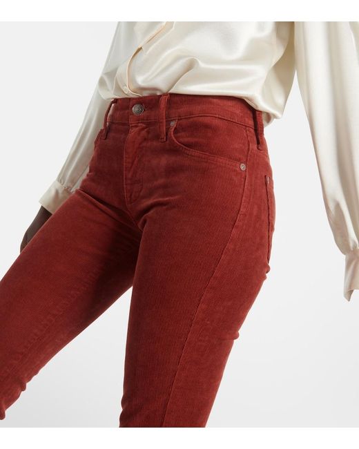 7 For All Mankind Red Mid-Rise Bootcut Jeans