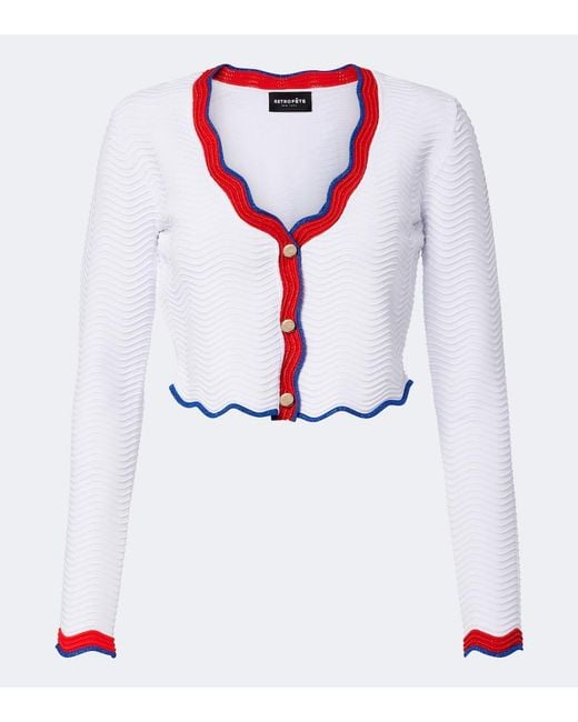 retroféte White Orlaithe Ribbed-Knit Cardigan