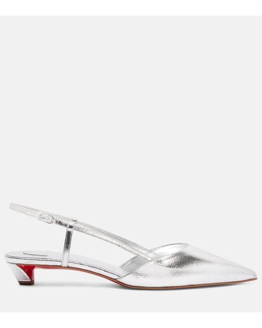 Christian Louboutin White Miss Z Slingina 25 Slingback Pumps