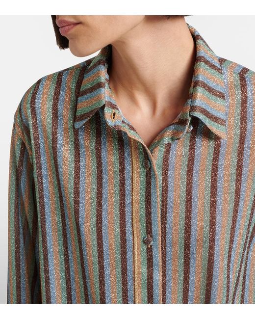 Oseree Brown Lumiere Striped Shirt