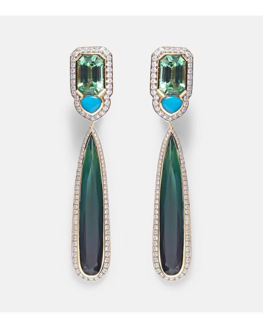 Marina B Blue Quarta 18Kt Drop Earrings With Diamonds And Gemstones