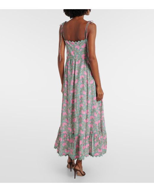 Juliet Dunn White Floral Cotton Midi Dress