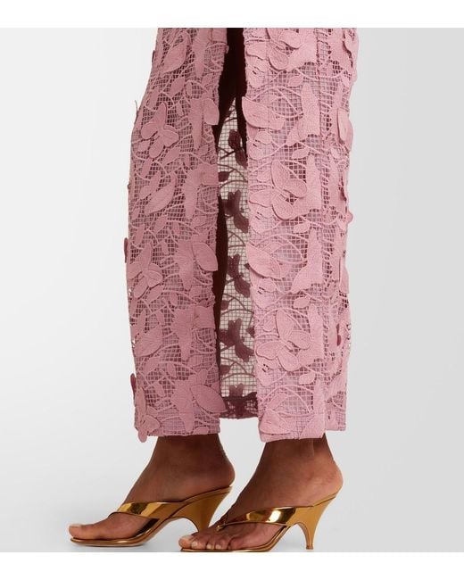 Blumarine Pink Embroidered Lace Maxi Dress