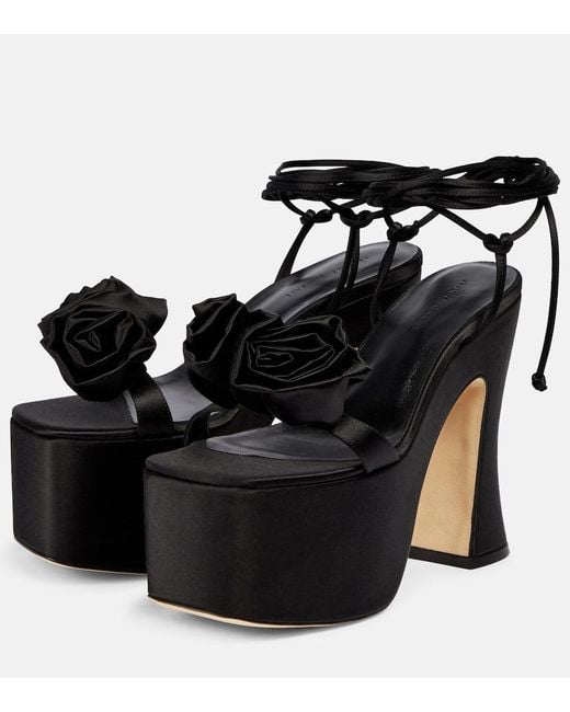 Magda Butrym Black Applique Satin Platform Sandals