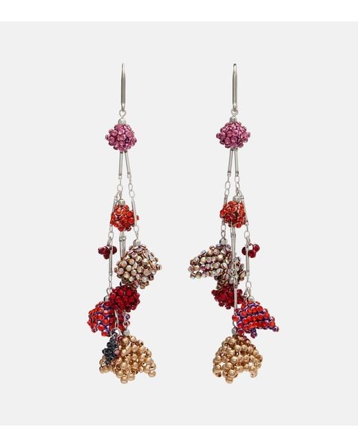 Isabel Marant Red Catalina Embellished Drop Earrings