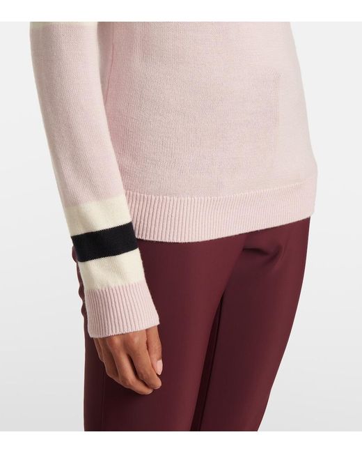 Perfect Moment Pink Schild Intarsia Wool Turtleneck Sweater