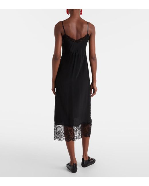 Simone Rocha Black Slipdress Aus Satin Mit Spitze