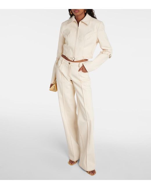 AYA MUSE Natural Tuxis Low-Rise Cotton Wide-Leg Pants